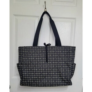 Kate Spade Dot Noel Black Jacquard Canvas Large Tote Bag Purse Vintage Black